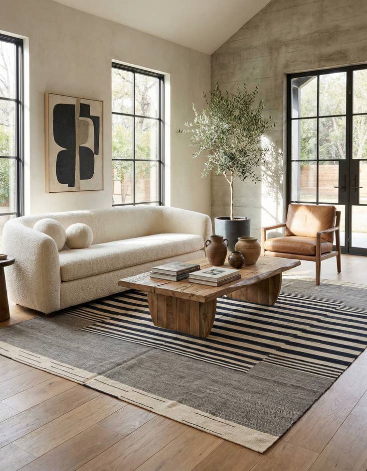 Detail image of 6' 11 x 9' 8  Hand Woven Kilim Modern Wool Rug