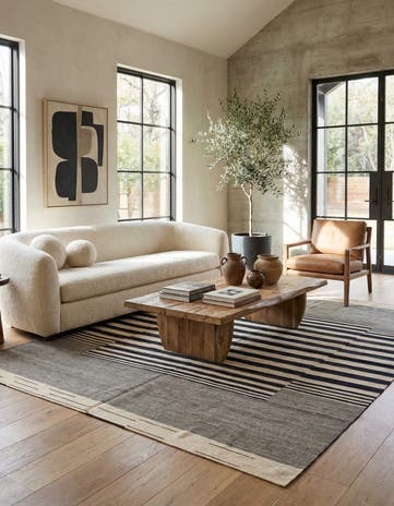 6' 11 x 9' 8 Hand Woven Kilim Modern Wool Rug