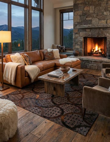 4' 10 x 8' Cowhide Leather Rug