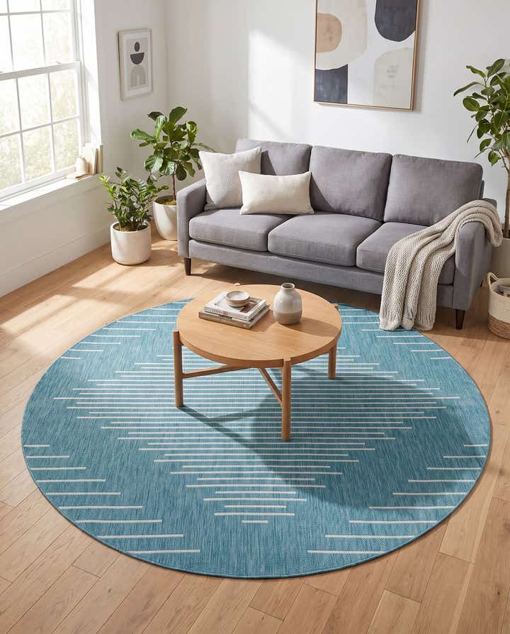 7' 10 x 7' 10 Easy-Clean Modern Indoor / Outdoor Round Rug