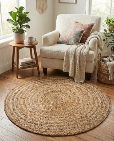  3' x 3'  Hand Braided Jute Round Rug