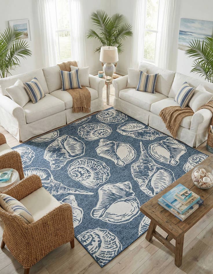 Detail image of  7' 10 x 7' 10  Washable Coastal Indoor / Outdoor Square Rug