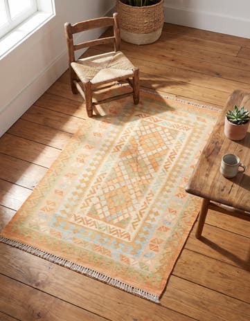3' 3 x 5' 2 Hand Woven Kilim Waziri Wool Rug