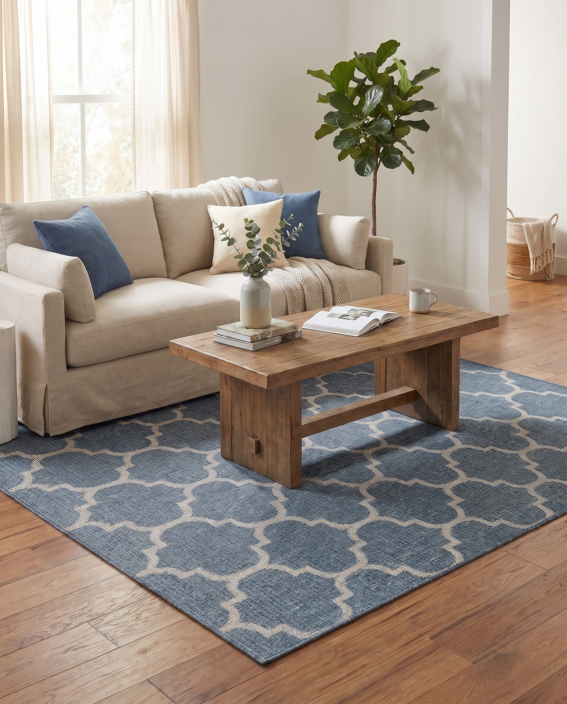 5' 3 x 7' Easy-Clean Trellis Indoor / Outdoor Rug