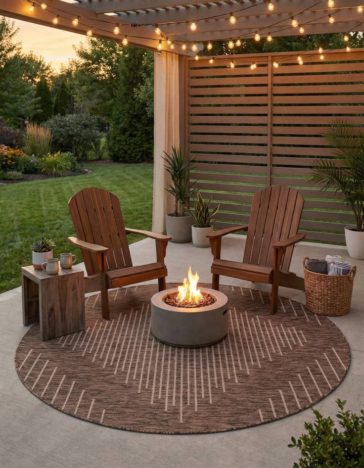 Detail image of 6' x 6'  Washable Modern Indoor / Outdoor Round Rug