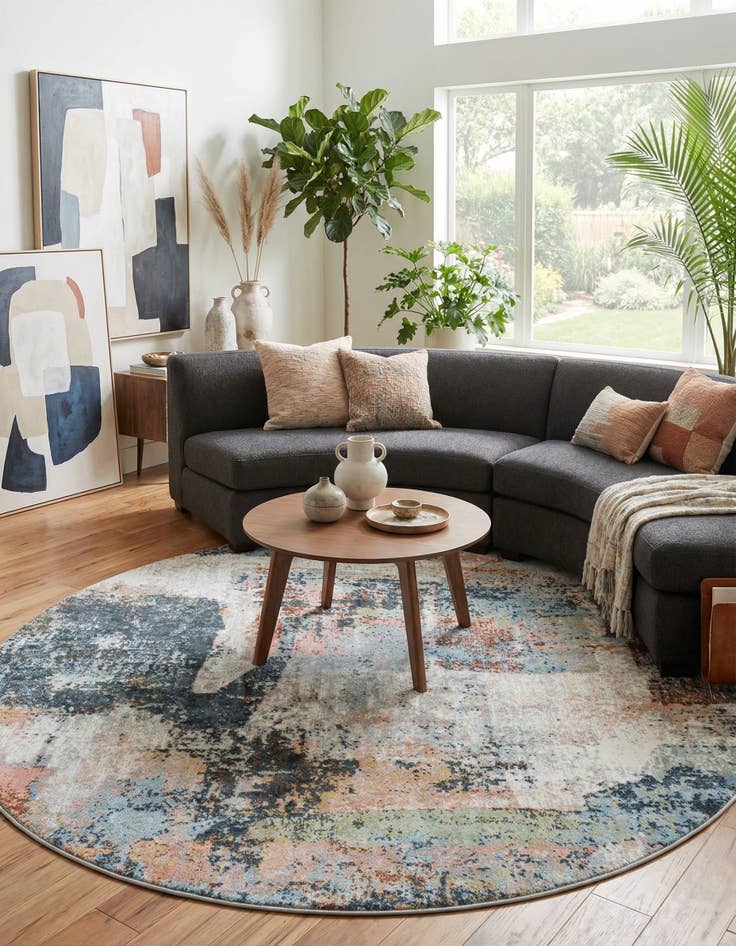 Detail image of 7' 10 x 7' 10 Kamala Washable Round Rug