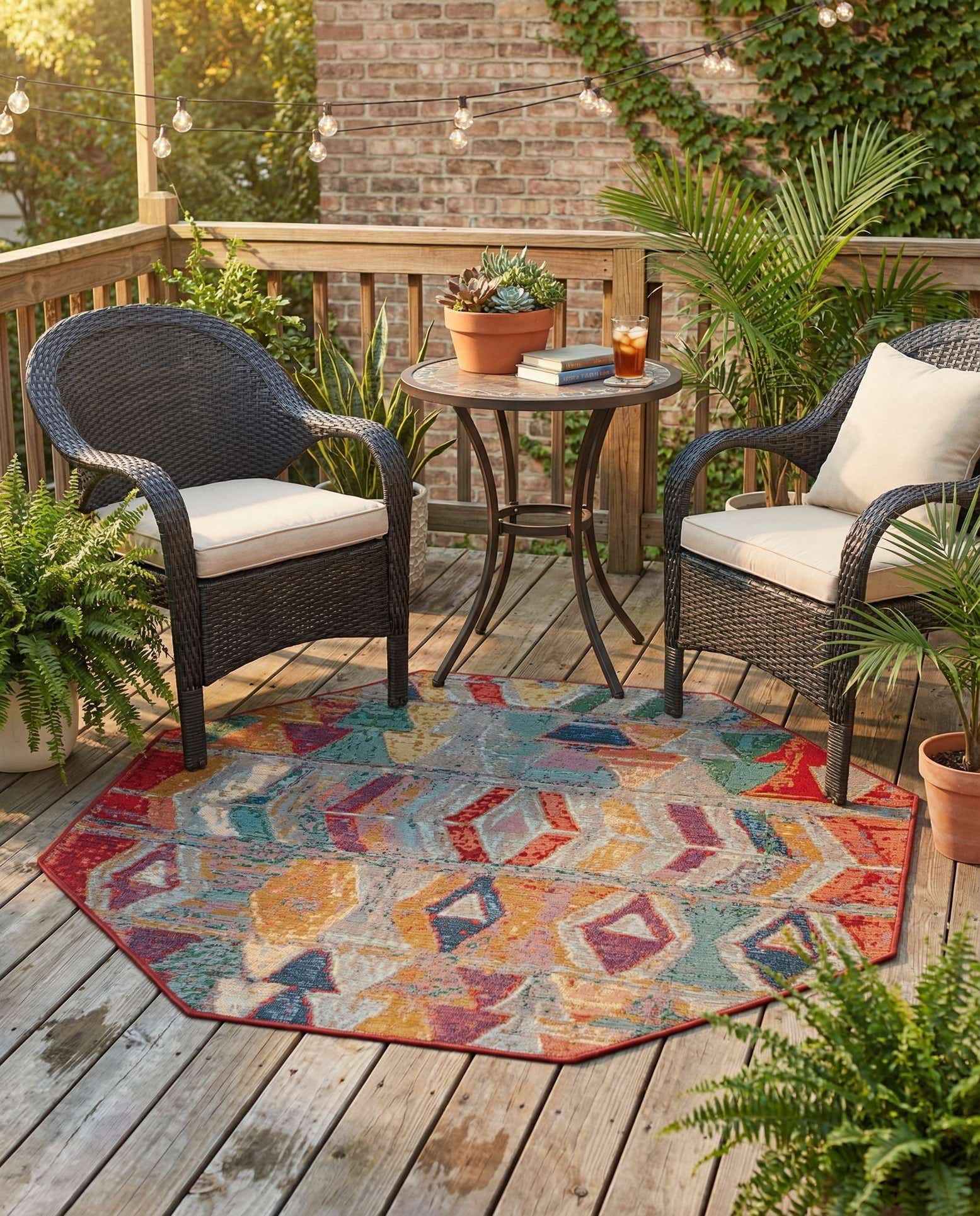 4' x 4' Easy-Clean Modern Indoor / Outdoor Octagon Rug