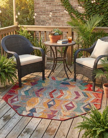 4' x 4' Easy-Clean Modern Indoor / Outdoor Octagon Rug