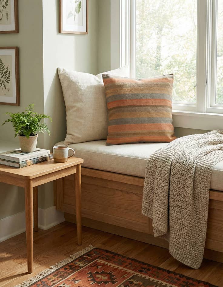 Detail image of 3' 2 x 3' 3  Hand Woven Pillow Wool Square Rug