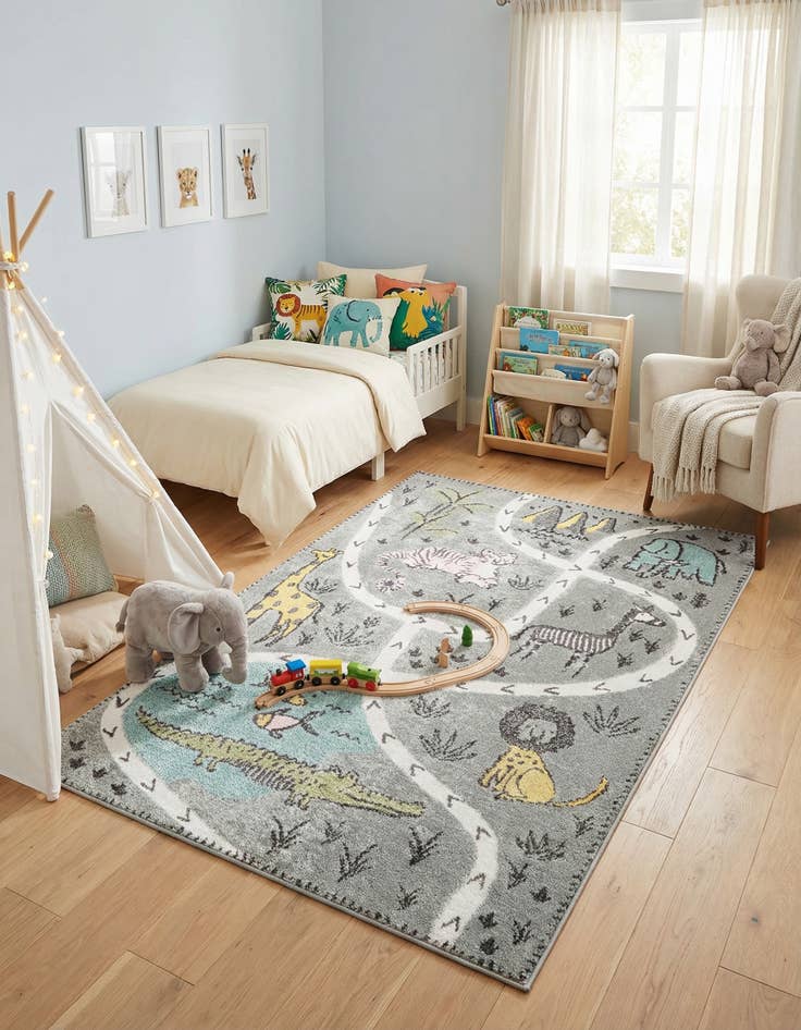 Detail image of 4' x 6' Animals Whimsy Kids Rug