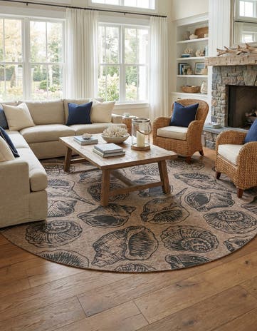 13' x 13' Easy-Clean Coastal Indoor / Outdoor Round Rug