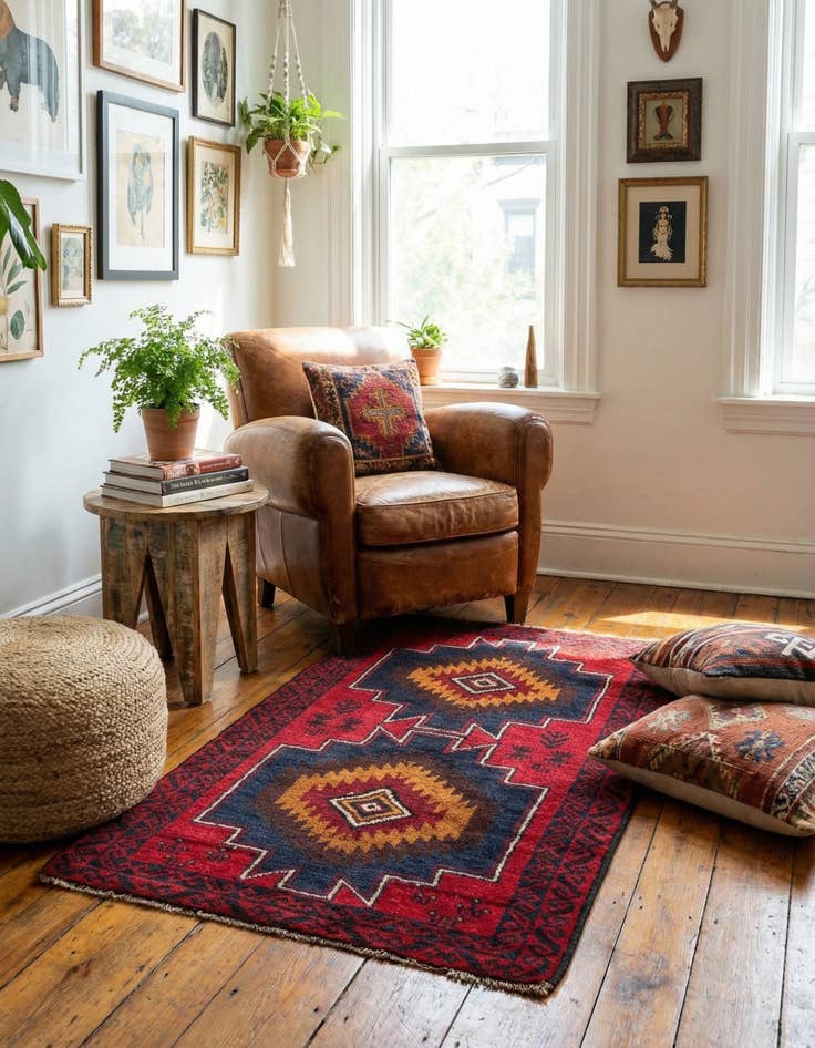 Detail image of  2' 10 x 4' 10  Hand Knotted Balouch Persian Wool Rug