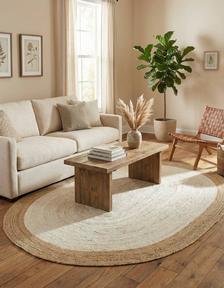 Detail image of  8' x 10'  Hand Braided Jute Oval Rug