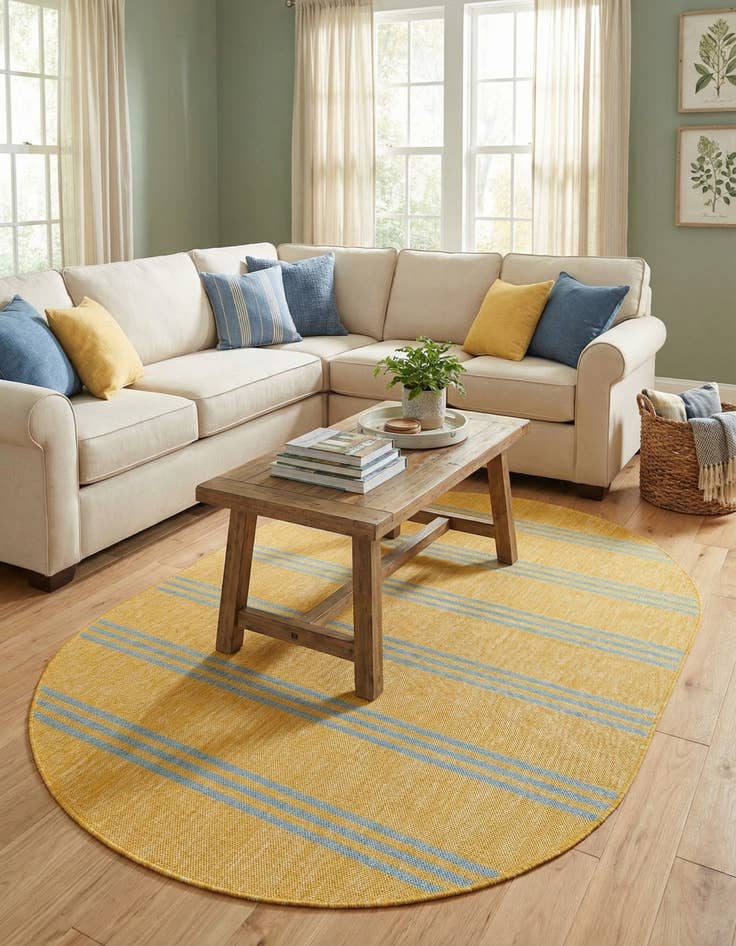 Detail image of 5' 3 x 8'  Washable Jill Zarin Anguilla Indoor / Outdoor Oval Rug