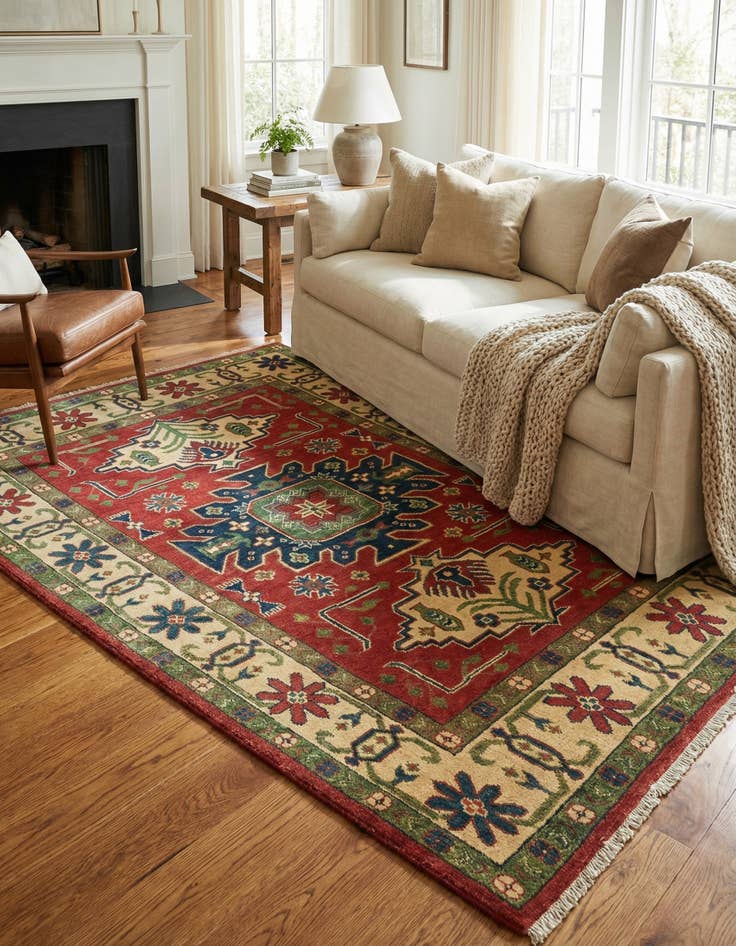 Detail image of  4' 3 x 6'  Hand Knotted Kazak Rug