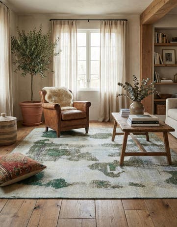 5' 9 x 6' 2 Hand Knotted Ultra Vintage Persian Wool Square Rug