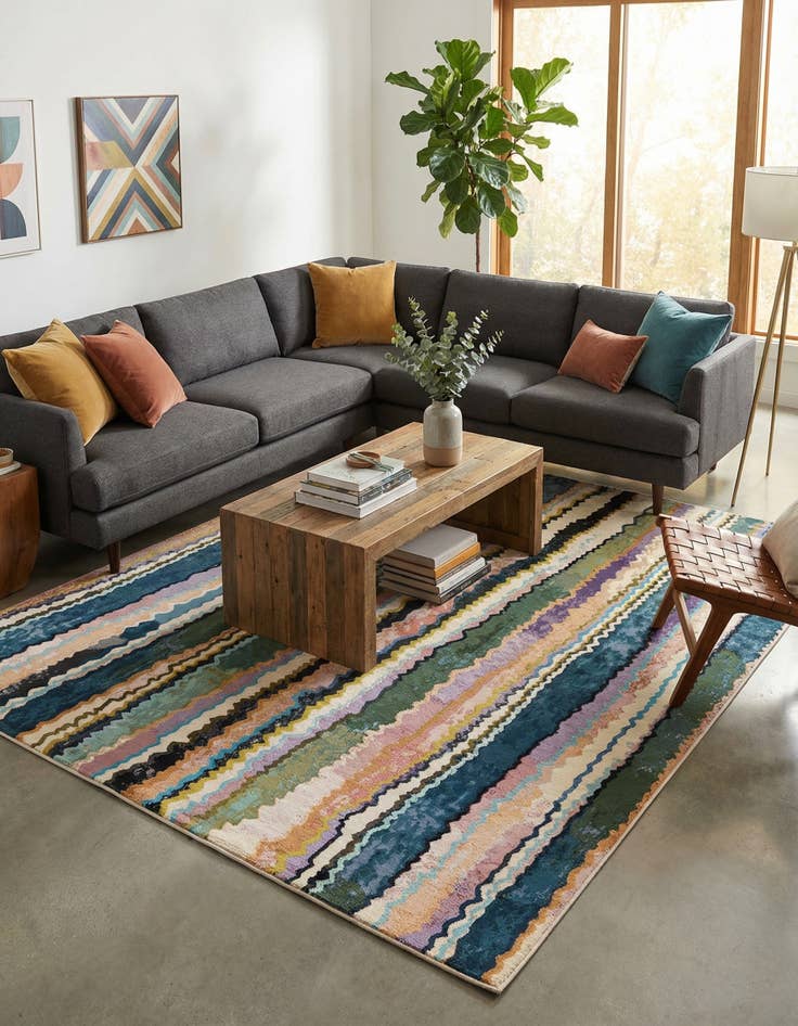 Detail image of  9' x 12'  Washable Modern Indoor / Outdoor Rug