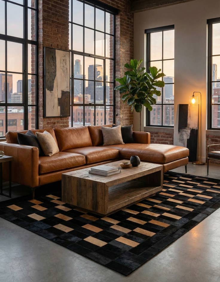 Detail image of 5' x 7' 11 Cowhide - Patchwork Rug