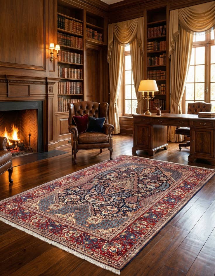 Detail image of  4' 4 x 6' 10 Kashan Wool Rug