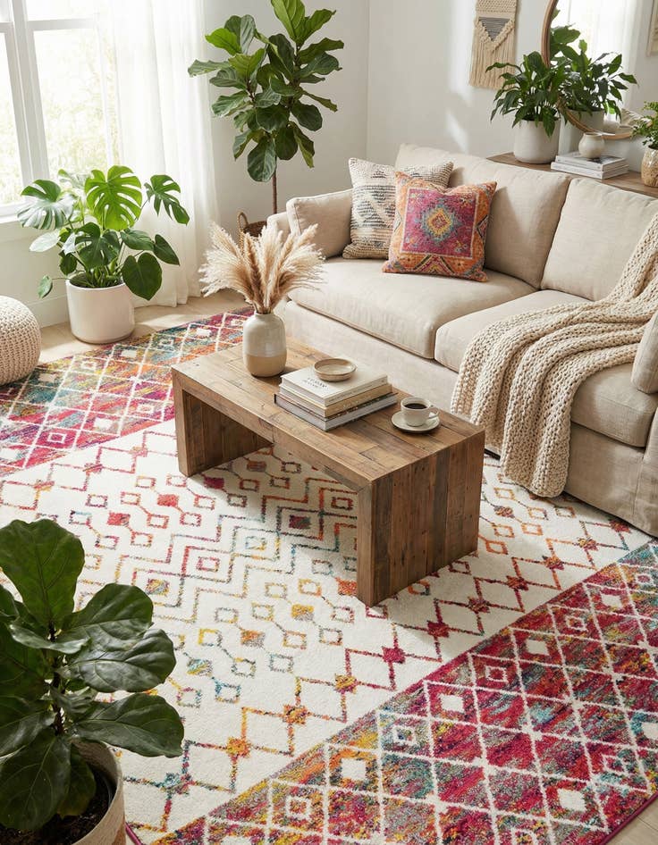 Detail image of 7' 10 x 10' Moroccan Trellis Rug