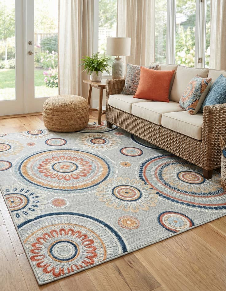 Detail image of  8' 2 x 10'  Washable Botanical Indoor / Outdoor Rug