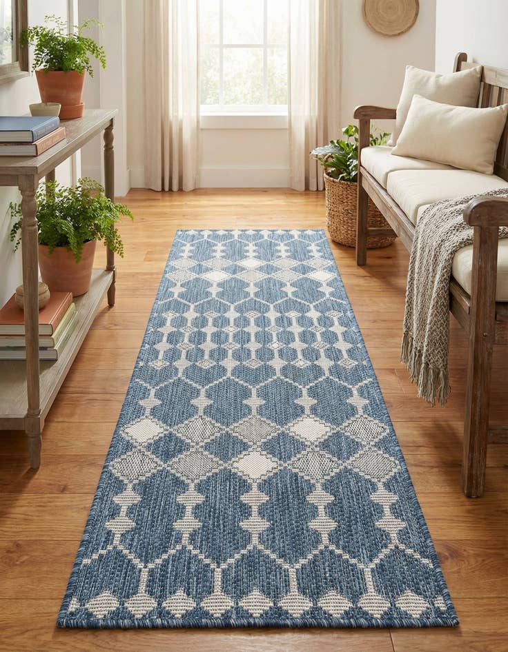 Detail image of 2' x 6'  Washable Trellis Indoor / Outdoor Runner Rug