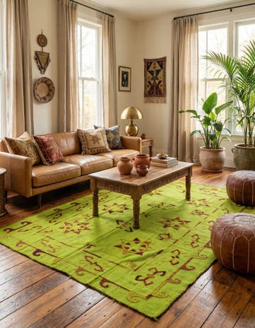 5' 6 x 7' 4 Hand Woven Kilim Suzani Wool Rug