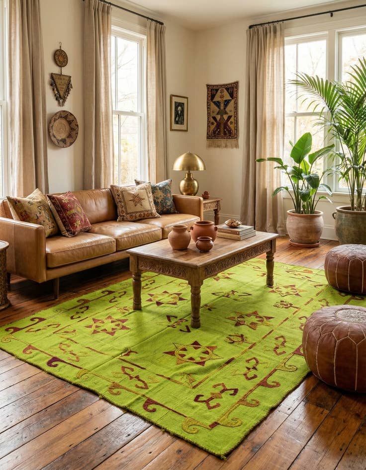 Detail image of 5' 6 x 7' 4  Hand Woven Kilim Suzani Wool Rug