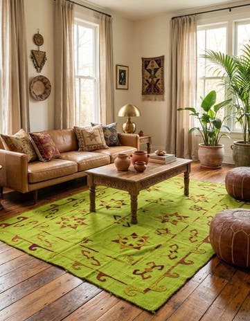 5' 6 x 7' 4 Hand Woven Kilim Suzani Wool Rug