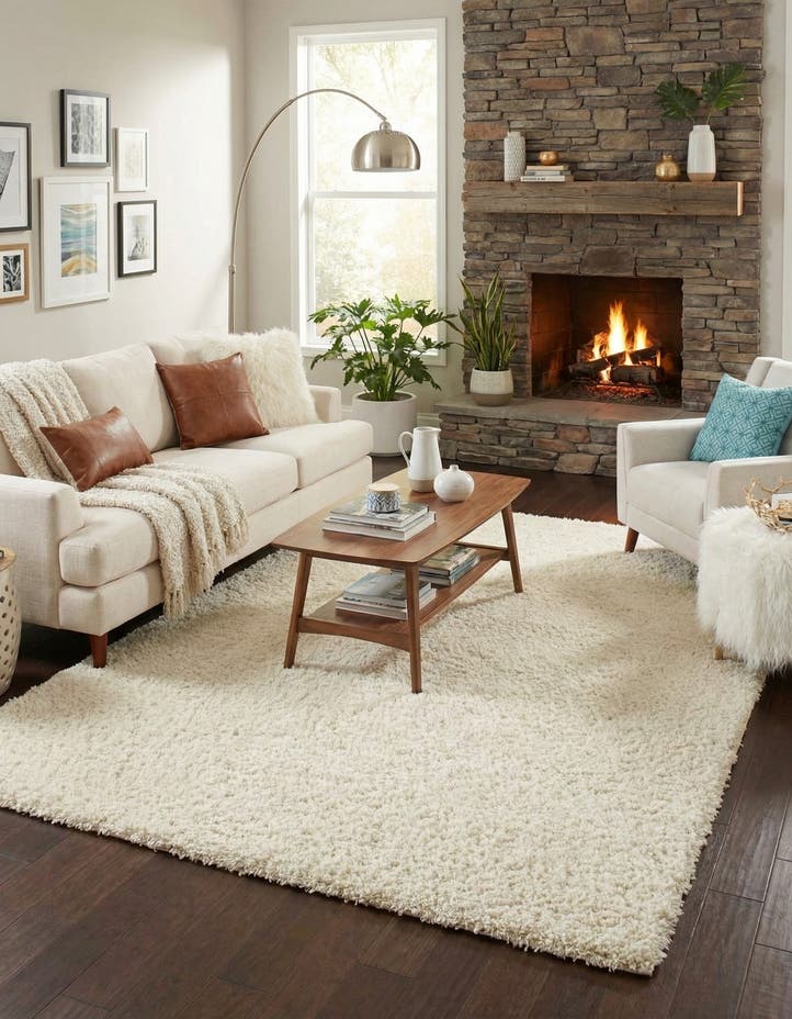 9' x 12' Solid Shag Rug