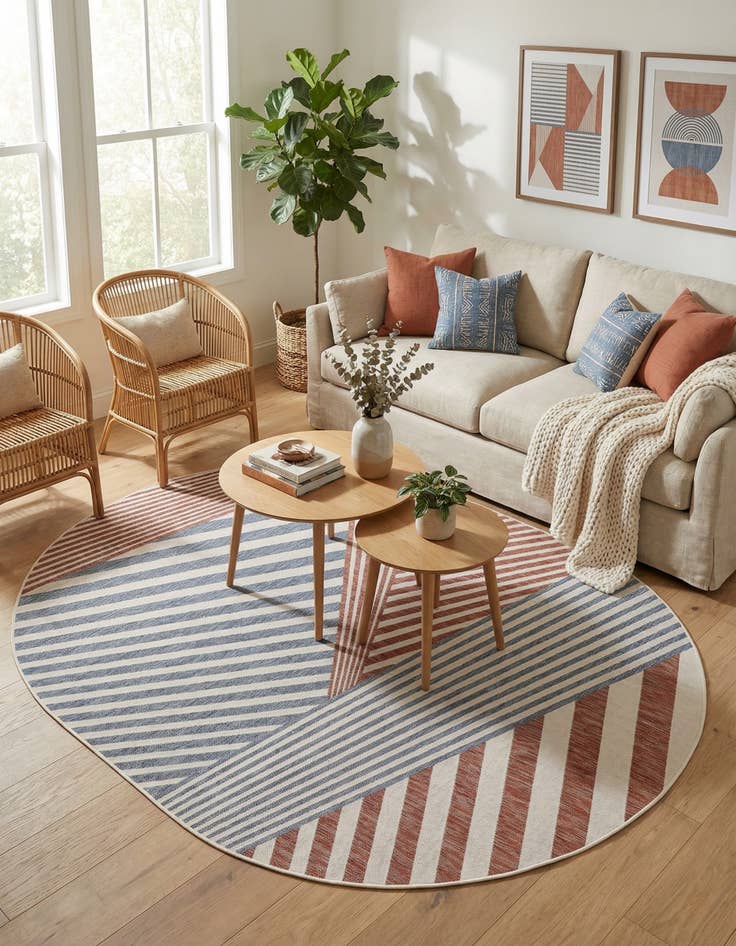 Detail image of 7' 10 x 10' Easy-Clean Jill Zarin Indoor / Outdoor Oval Rug