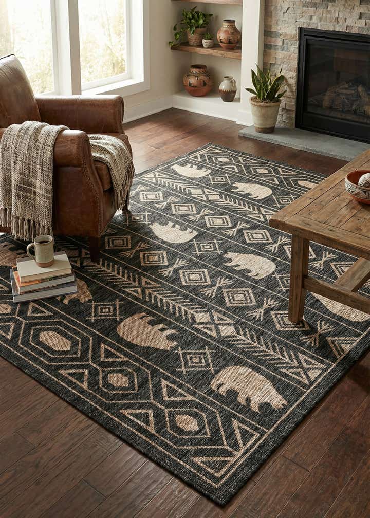 5' 3 x 7' Easy-Clean Southwestern Indoor / Outdoor Rug