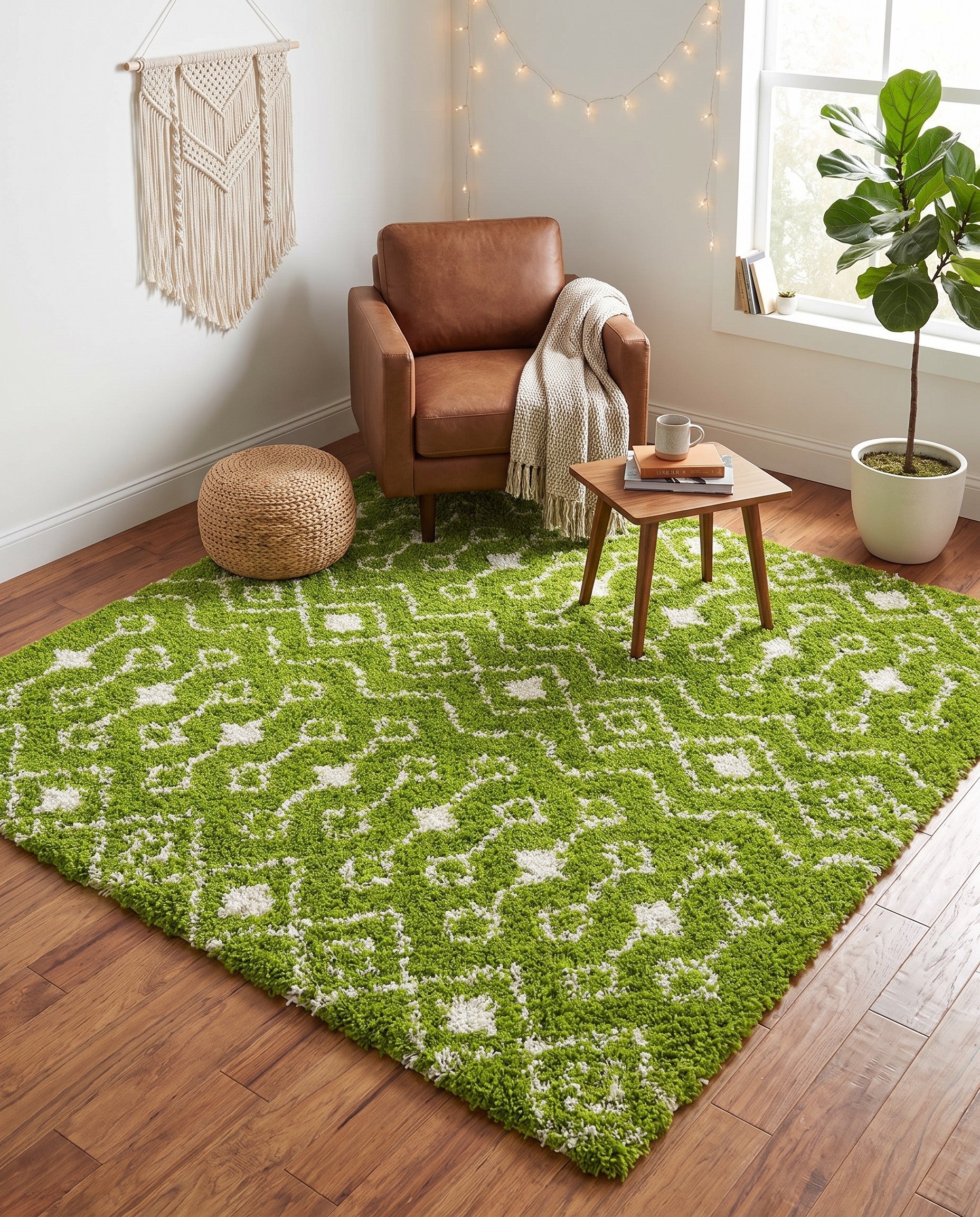 6' x 6' Moroccan Trellis Shag Square Rug