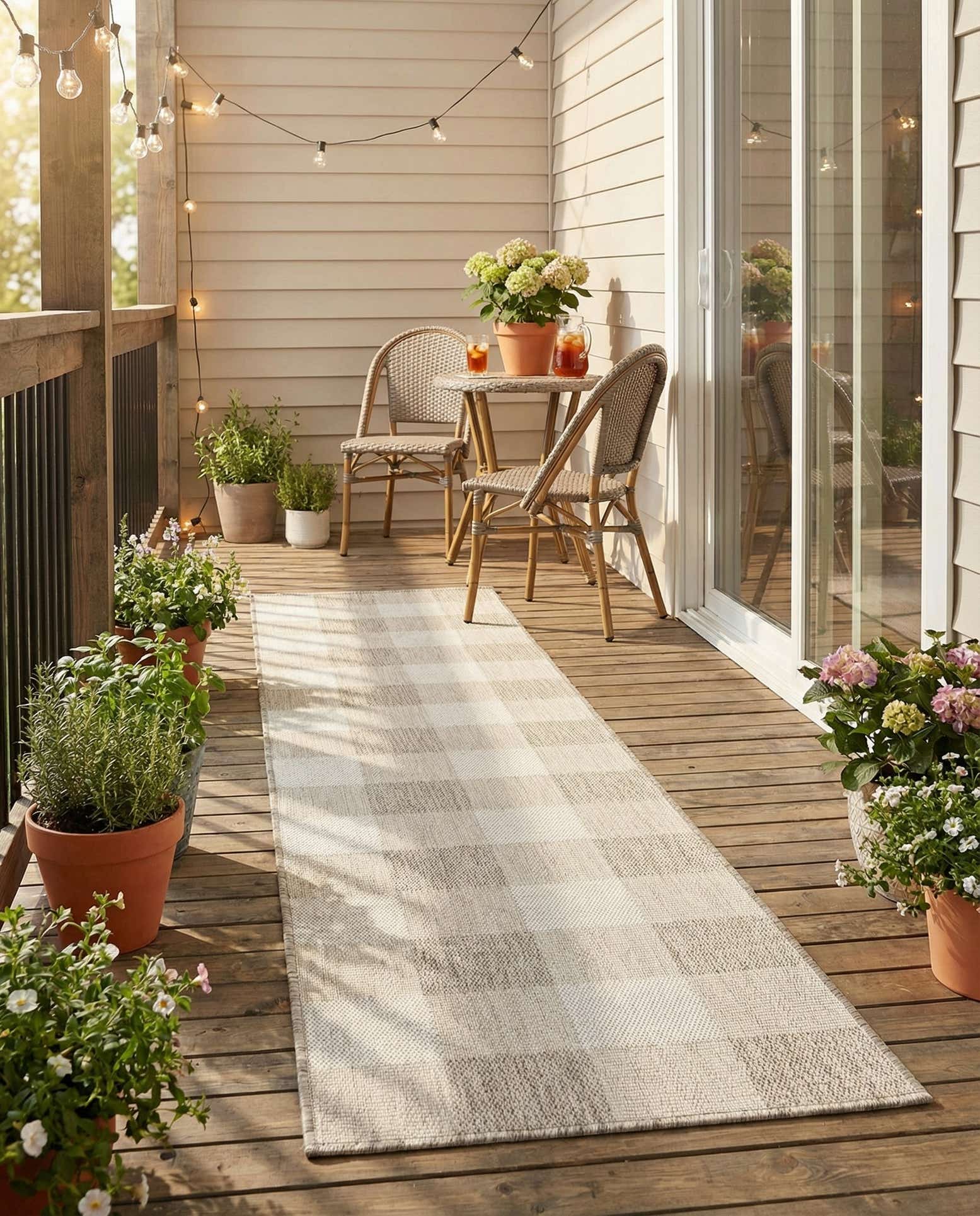 2' x 8' Easy-Clean Checkered Indoor / Outdoor Runner Rug