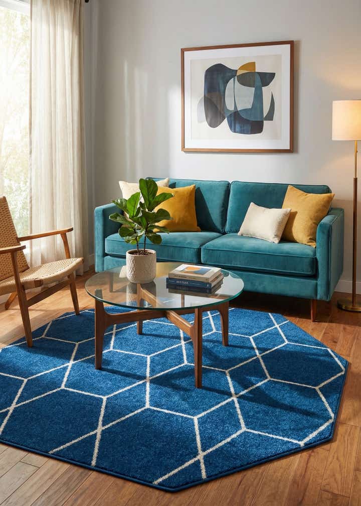 5' 3 x 5' 3 Lattice Frieze Octagon Rug