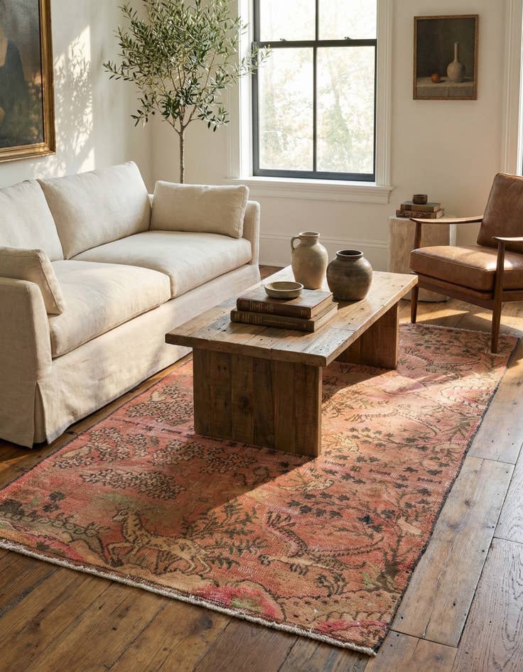 Detail image of 3' 4 x 6' 2  Hand Knotted Ultra Vintage Persian Wool Rug