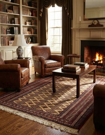 4' 3 x 6' 1 Hand Knotted Bokhara Wool Rug