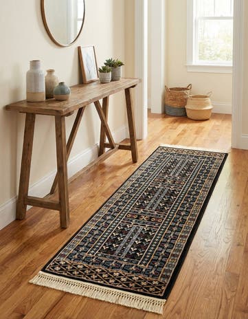 Black Bokhara Runner Rug