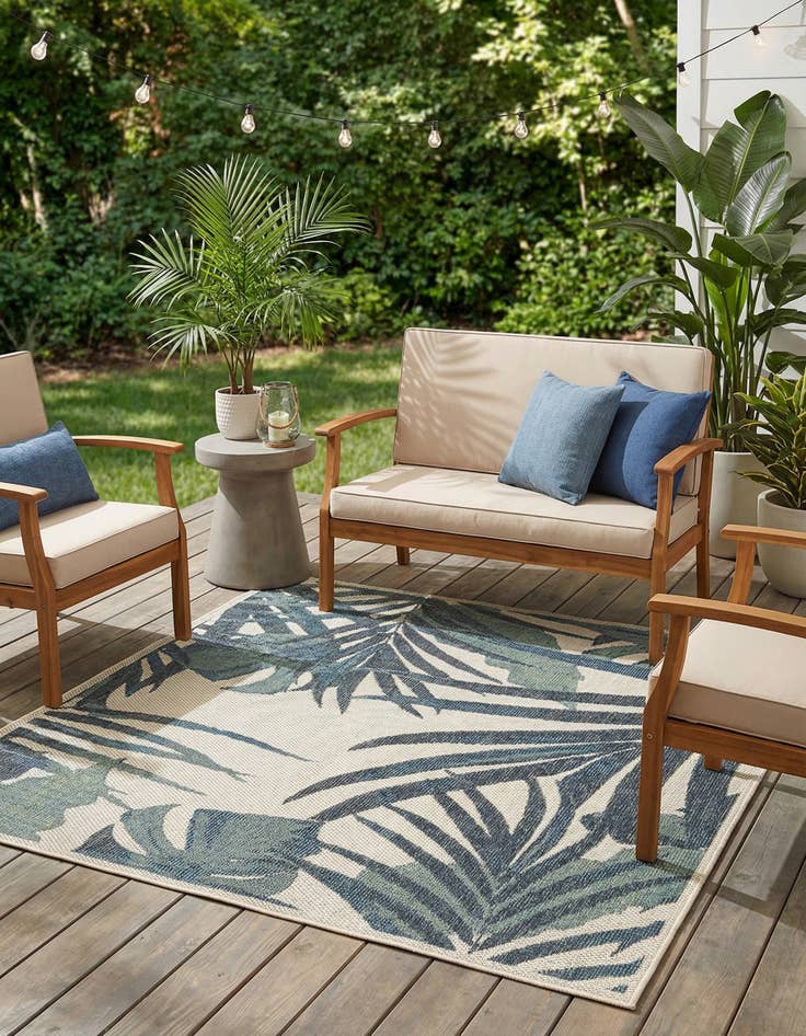 Detail image of 5' 3 x 5' 3  Washable Baja Indoor / Outdoor Square Rug