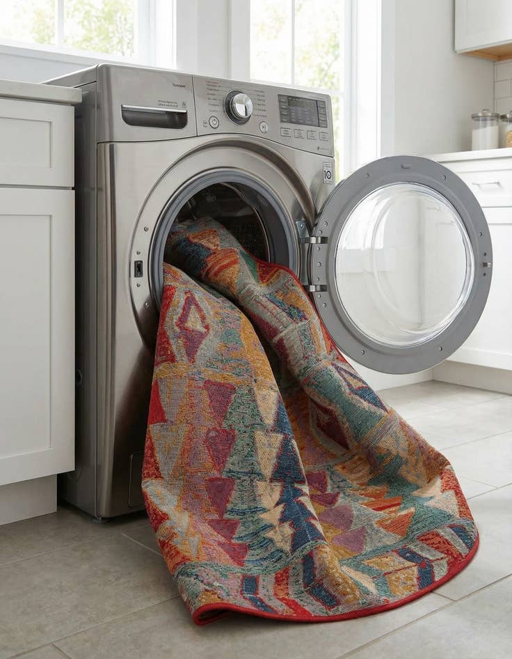 Detail image of 4' x 6'  Washable Modern Indoor / Outdoor Oval Rug