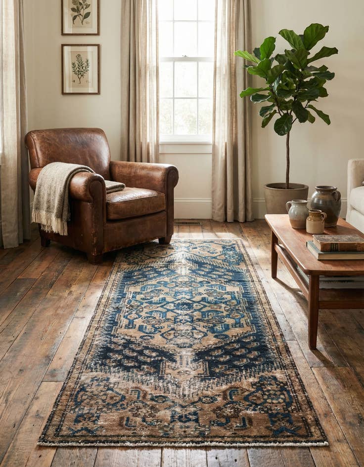 Detail image of 2' 7 x 6'  Hand Knotted Ultra Vintage Persian Wool Runner Rug