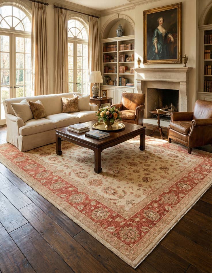 Detail image of 9' 9 x 12' 9  Hand Knotted Peshawar Ziegler Rug