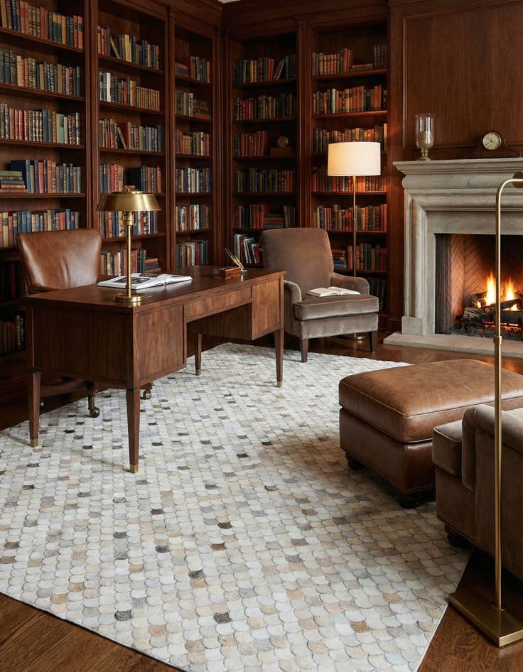 Detail image of  8' 1 x 9' 10 Cowhide Leather Rug