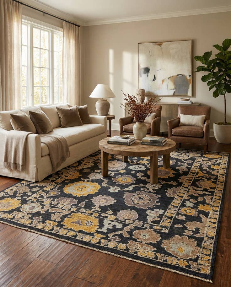 Detail image of 8' 2 x 10' 9 Hand Knotted Oushak Wool Rug