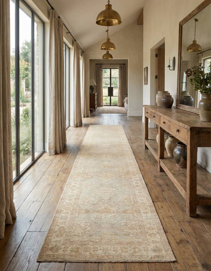 Detail image of 4' 1 x 19'  Hand Knotted Peshawar Ziegler Runner Rug