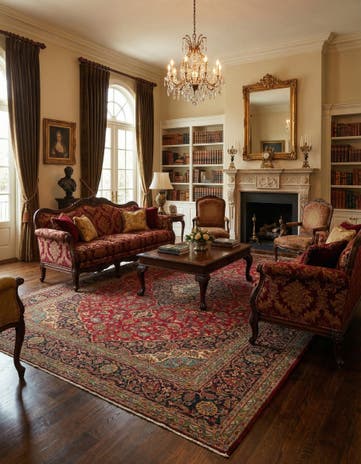9' 5 x 12' 10 Hand Knotted Kashan Persian Rug