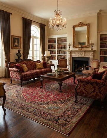 9' 5 x 12' 10 Hand Knotted Kashan Persian Rug