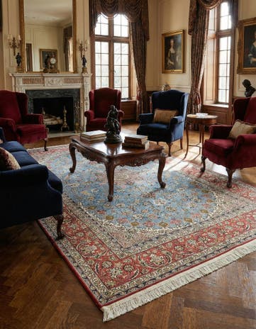 6' 7 x 10' Hand Knotted Isfahan Persian Rug
