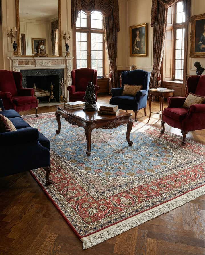 6' 7 x 10' Hand Knotted Isfahan Persian Rug