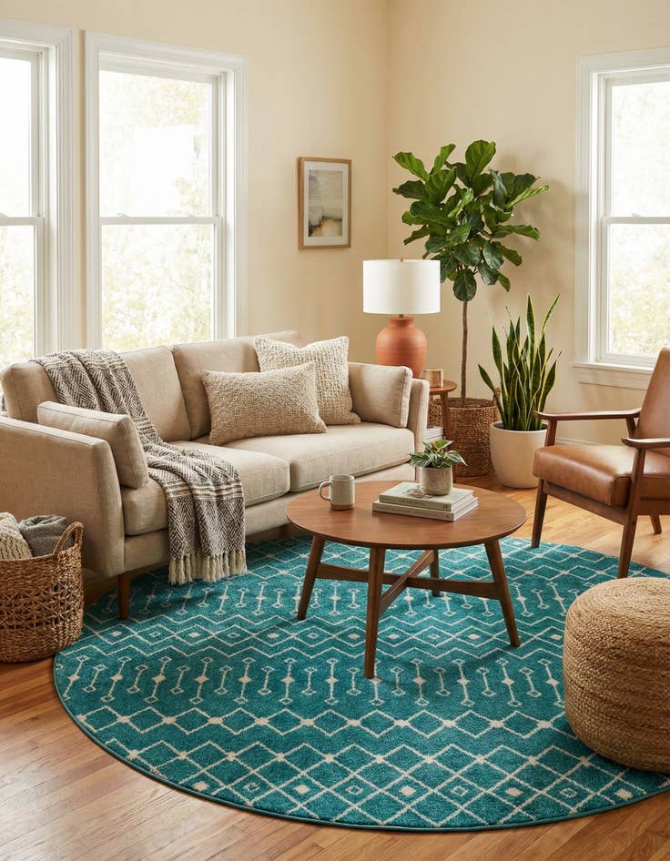 Detail image of  10' x 10' Moroccan Trellis Round Rug